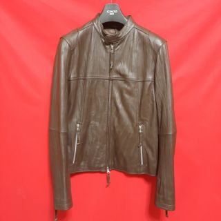 日本品牌 uniqlo型男素面合身利落立領羊皮騎士皮衣 真皮