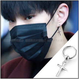 🔺現貨🔺 SEVENTEEN 同款 韓國리스크耳飾 正韓進口 ASMAMA正品 環珠圓環吊十字耳環 耳夾式耳環