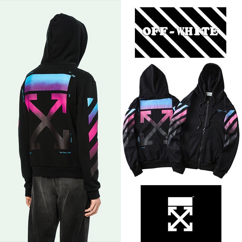Off White 日版連帽外套offwhite外套ow 男女生同款拉鏈外套 蝦皮購物