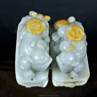 珍珠林~.特請老師傅A貨緬甸黃翡翠張口帶財貔貅.掛件擺件~旺事業.祈平安.納百財.改運利器#110