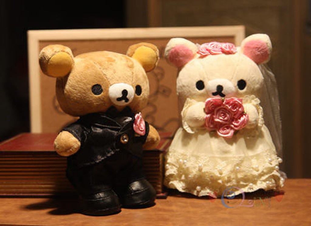 ☆OLINI 歐琳妮☆SAN-X Rilakkuma拉拉熊 輕鬆小熊 懶懶熊 結婚款/婚紗款(一對賣)(20cm現貨)