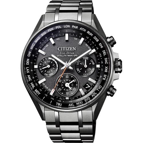 CITIZEN星辰 GPS衛星對時鈦金屬限量款時尚男腕錶(CC4004-58E)-灰黑