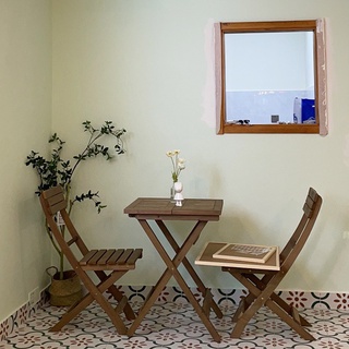 折疊桌實木餐桌免安裝桌椅組合便攜陽臺木製圓桌學習書桌花桌