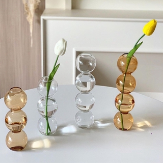 北歐玻璃花瓶透明圓球設計氣泡花瓶插花水培裝飾
