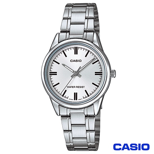 【CASIO】卡西歐 簡潔風格鋼帶女錶-白 LTP-V005D-7A 台灣卡西歐保固一年
