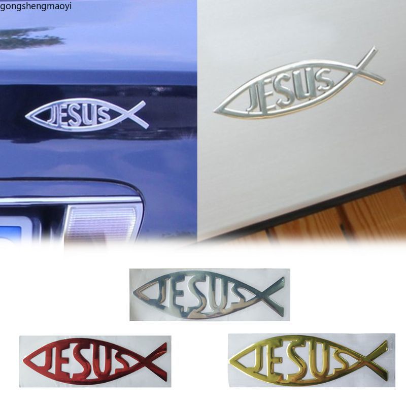 耶穌魚 3D 汽車貼紙軟 PVC 鍍鉻徽章徽章汽車造型裝飾防水貼花基督教貼花貼紙