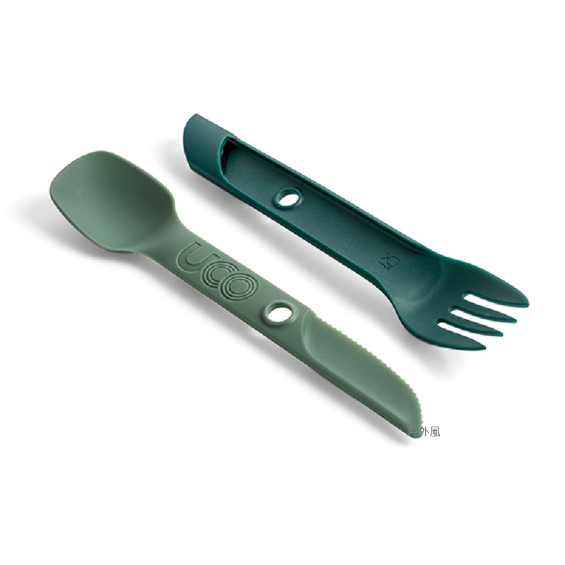 【美國UCO】SWITCH SPORK UTENSIL SET WITH TETHER/多功能切換餐具組/刀叉餐具 綠色