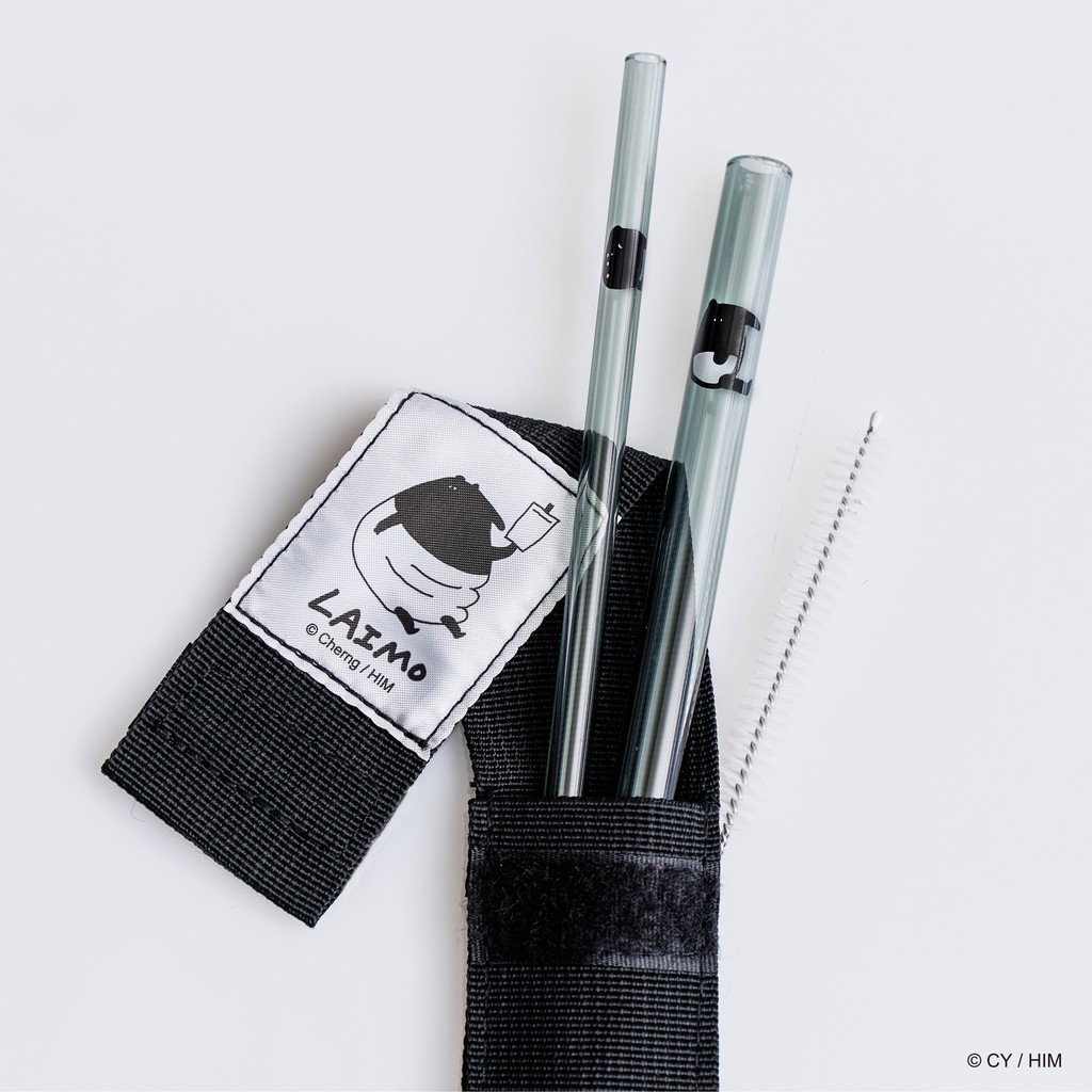 馬來貘 喝起來 玻璃吸管攜帶組 含1粗1細玻璃吸管 專屬帆布袋 清潔刷 蝦皮購物
