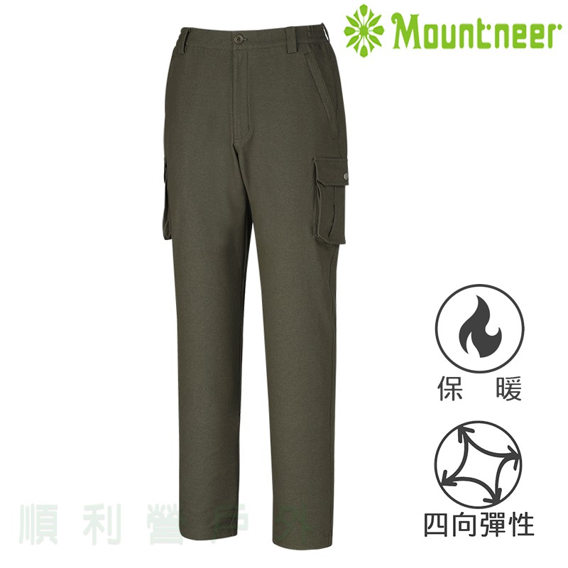 山林MOUNTNEER 男款四向彈性保暖長褲 橄綠色 22S17 工作褲 休閒褲 多口袋 OUTDOOR NICE