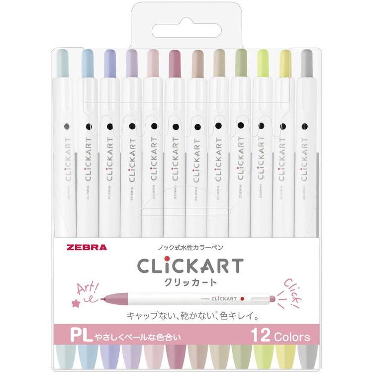 [火車太太] [新色PL入荷] 現貨 日本 ZEBRA 斑馬 CLiCKART 按壓水性筆 12色盒裝組