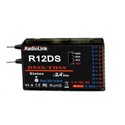 [黑科技RC]RadioLink樂迪12通道R12DS 接收機 AT9 AT10 遙控器可接2.4G接收器