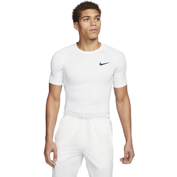 (零碼4件特價）Nike Pro 短緊身衣 短袖束衣 白色Bv5632-100