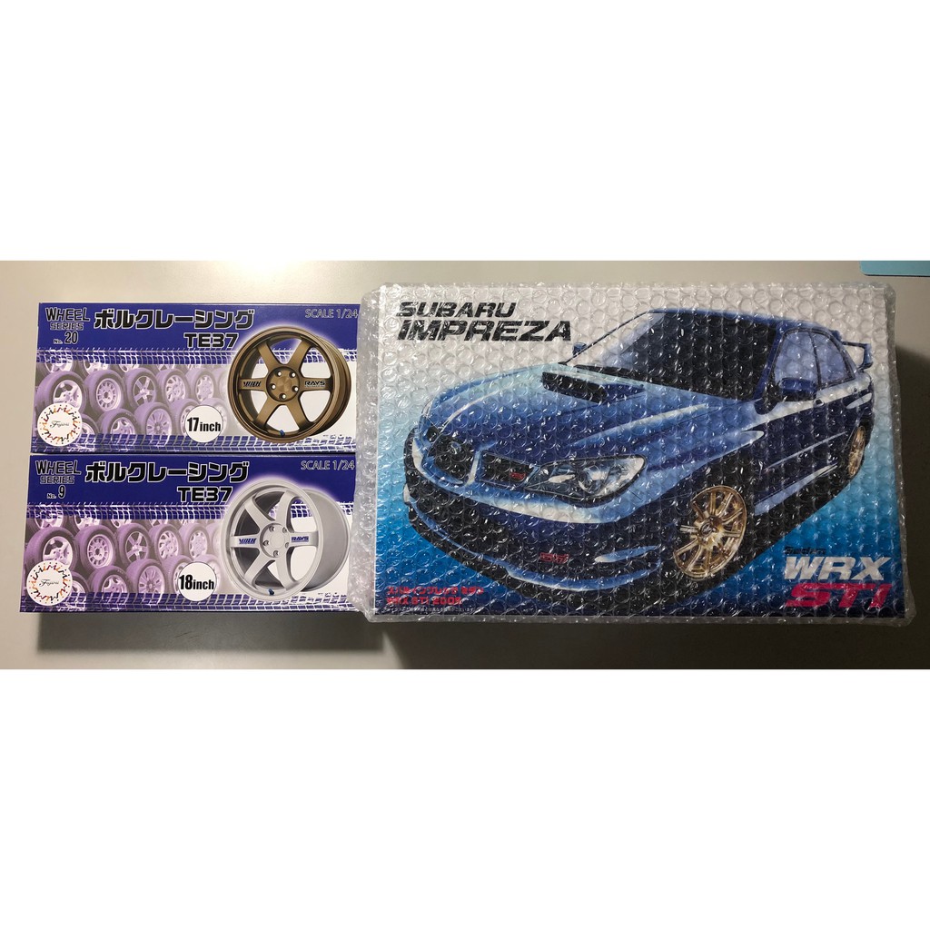 Fujimi 1/24 Subaru Impreza WRX STI + 17/18吋 Rays TE37 改裝輪框