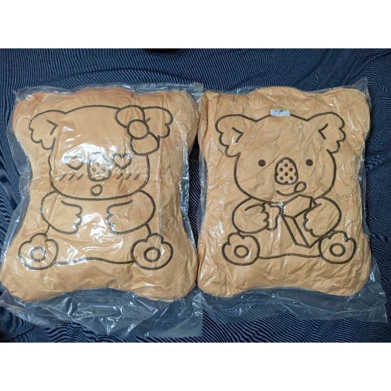 小熊餅乾 無尾熊 現貨 全新 正版 日本帶回 樂天 LOTTE 小熊餅乾 悠遊卡 刺繡 巨大抱枕 枕頭 靠墊 兩入一組
