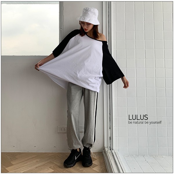 LULUS-Y配色不修邊連袖上衣-３色  【01190223】