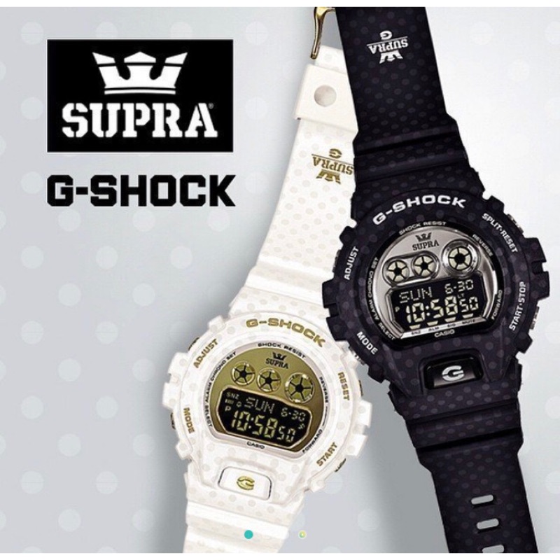 G-SHOCK x SUPRA聯名白色圓點手錶CASIO卡西歐便宜出清