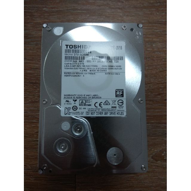 Toshiba 東芝 2TB 3.5吋 內接硬碟 (DT01ACA200)