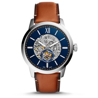 Fossil 毫米淺棕色皮革 腕錶 機械錶 黑 咖啡錶帶 手錶 腕表 ME3154 【Watch-UN】