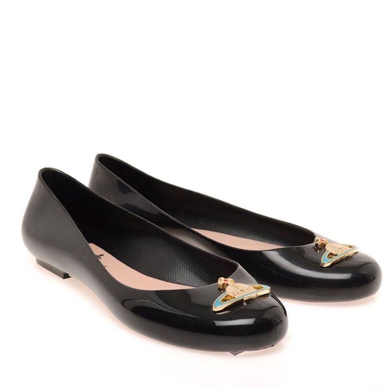 Vivienne Westwood x Melissa 星球logo黑色平底鞋 香香鞋