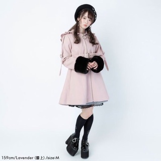 「現貨」夢展望 dear my love 冬季 粉紅色 蕾絲連帽大衣