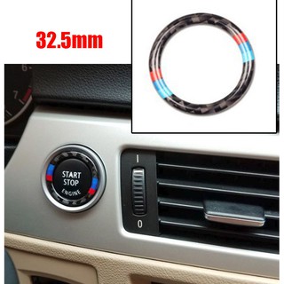 E90/E92/老三系 一鍵啟動圈 三色碳纖維貼 汽車裝飾 內飾改裝配件 32.5mm