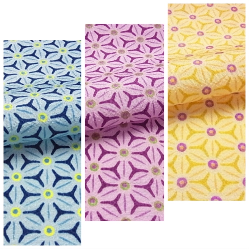 麻之葉 （3色系可選）~日本進口無襯絹布 拼布 布料 縮緬布 絹布 和風花柄系列
