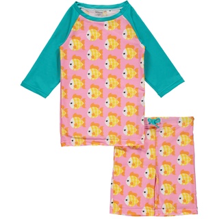 瑞典 Maxomorra 粉紅小金魚兩件式泳衣｜86/92cm baby 嬰兒 女童 女嬰 泳褲 長袖泳衣 泳裝