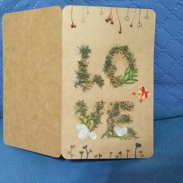 乾燥花手作插畫卡片 乾燥花材搭配可愛手繪 無論是用來做感謝卡還是祝福卡片都可以 也有材料包販售 蝦皮購物