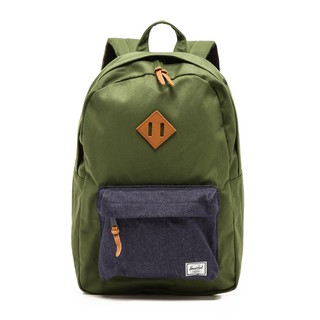 Herschel Supply Heritage 高階 重磅 水洗 軍綠 單寧 深藍 厚帆布 真皮 筆電層 後揹包 現貨