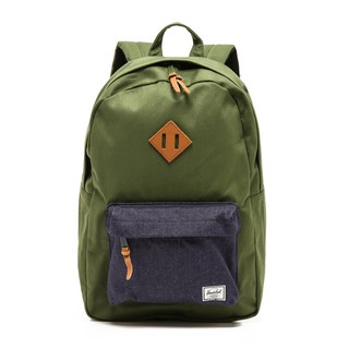 Herschel Supply Heritage 高階 重磅 水洗 軍綠 單寧 深藍 厚帆布 真皮 筆電層 後背包 現貨