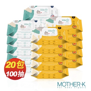 韓國 MOTHER-K 自然純淨嬰幼兒濕紙巾 掀蓋柔花 100抽 濕紙巾 厚款 箱購【樂兒屋】