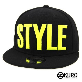 KURO-SHOP黑色螢光色字STYLE電繡棒球帽板帽