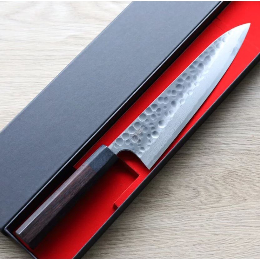 [現貨][可信用卡分期]日本製 越前打刃物 北岡英雄 彌式良寬 切付牛刀 單刃 210mm 白紙鋼 黑打墨流 主廚刀