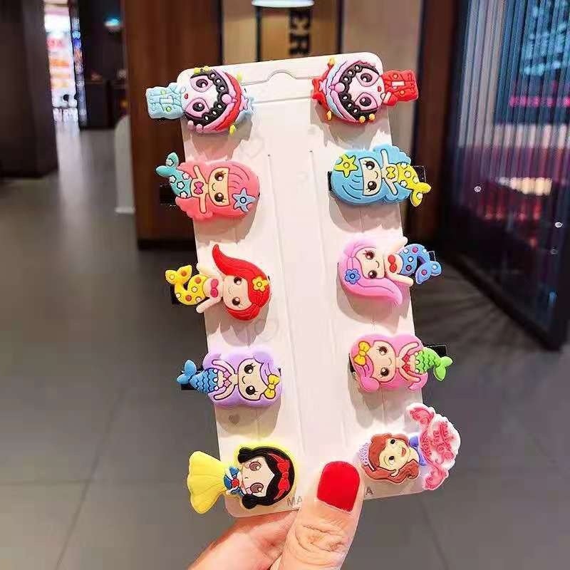 【台灣現貨商品/隨機發送】 韓版卡通髮夾10件套 蛋糕冰棒 可愛水果 Q版卡通  彩虹小馬