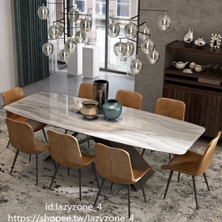 【台發家居行】后現代輕奢大理石餐桌椅組合北歐工業風長方形現代簡約巖板飯桌