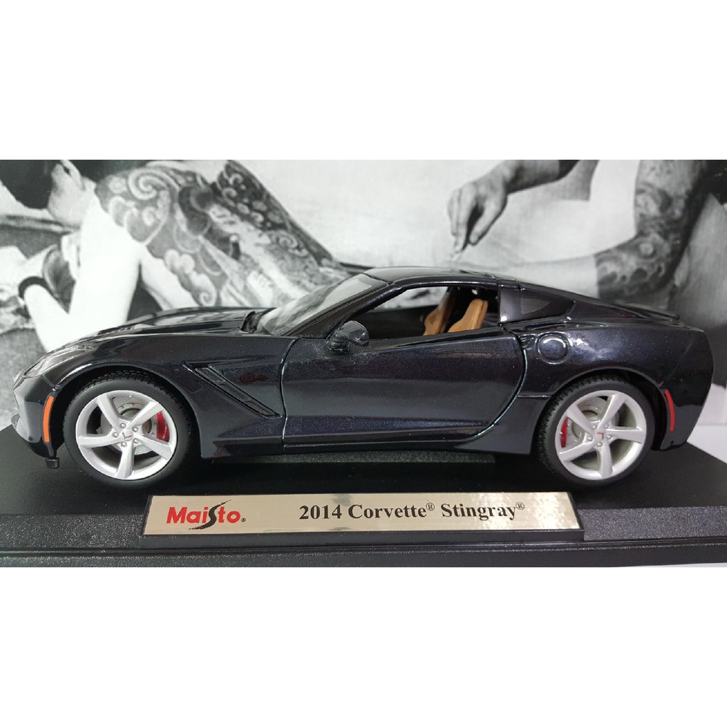 ＊二手瑕疵 Maisto 1/18 Corvette Stingray 2014 黑色 雪佛蘭 跑車 金屬模型車 展示