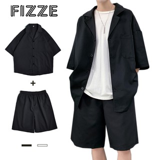 高品質套裝 休閒襯衣 寬鬆襯衫 休閒素色套裝 七分袖西裝 潮流韓版 輕薄外套ACJ52【FIZZE】