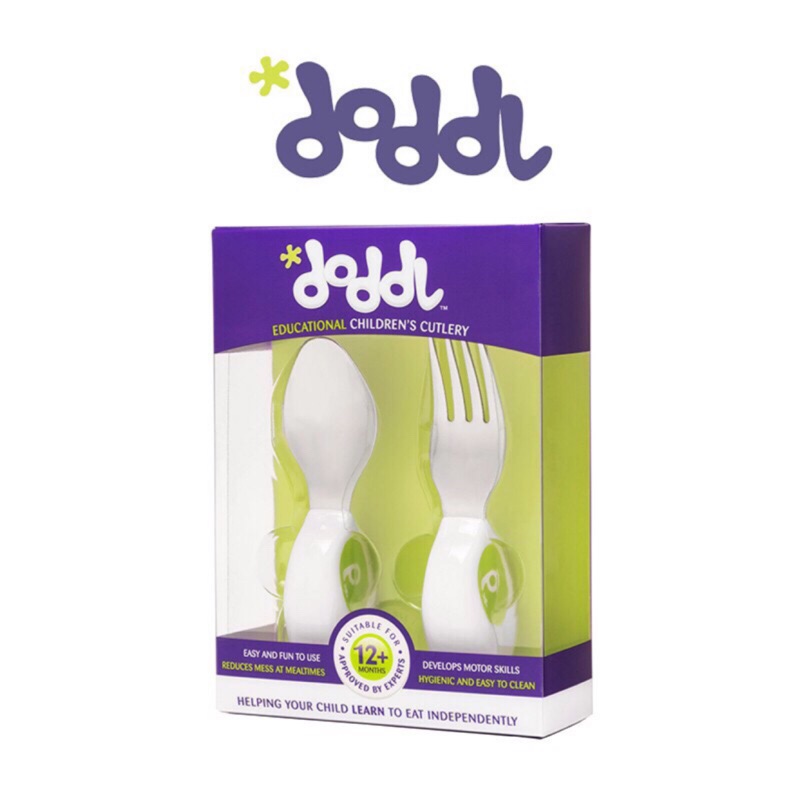 🇬🇧 英國 Doddl 兒童學習餐具二件組 人體工學餐具-綠