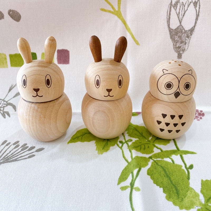 日本帶回 日本製 兔子 貓頭鷹 胡椒罐 鹽罐 調味料 收納 裝飾 木製 小白兔 造型