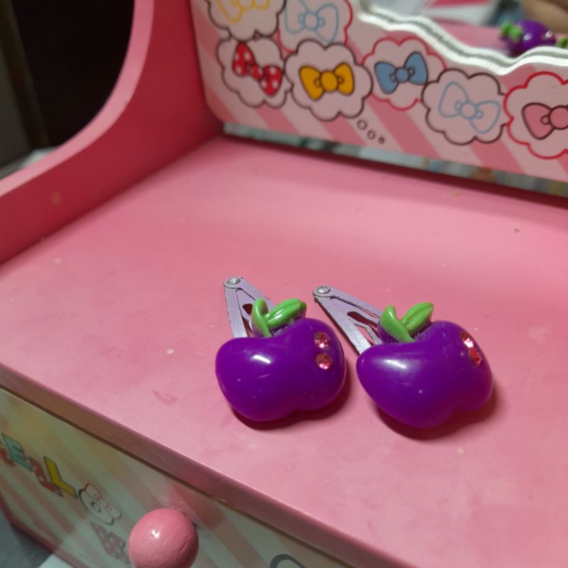 可愛紫色櫻桃蘋果兒童髮夾
