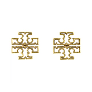TORY BURCH BRITTEN仿舊復古簍空顛倒雙T設計穿式耳環(金)