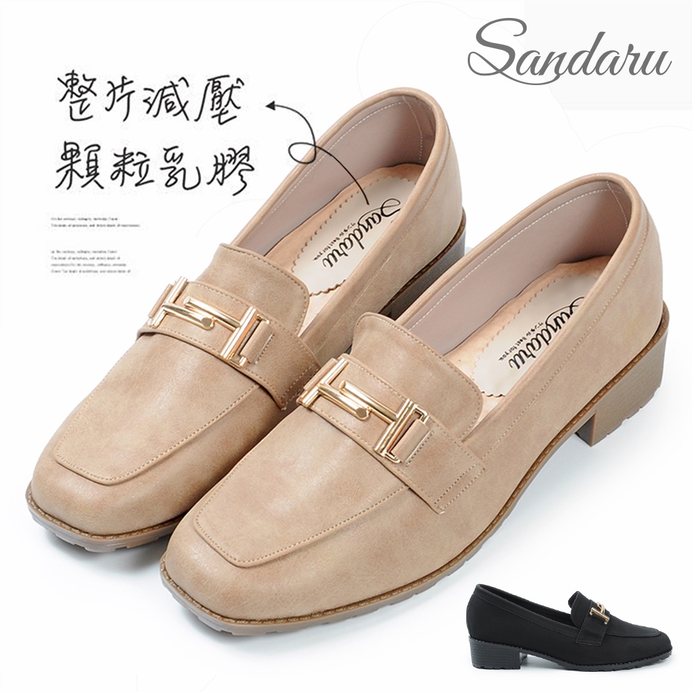 山打努SANDARU-樂福鞋 金屬釦方頭軟底低跟鞋
