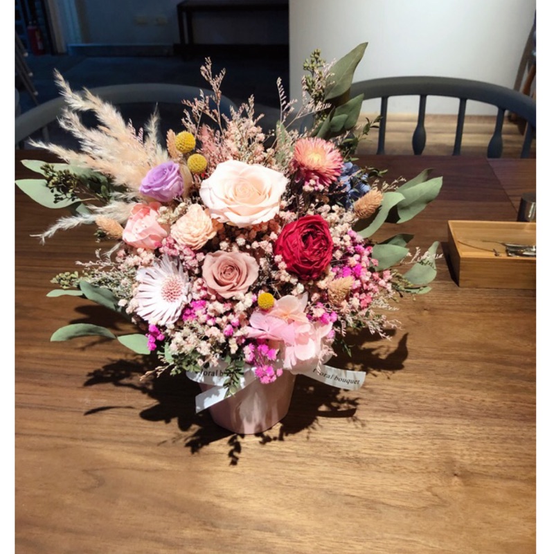 Kanny永生花大盆花永生花盆花乾燥花盆花不凋花盆花繽紛盆栽大花盆盆花永生花盆永生花大盆花粉色系盆花