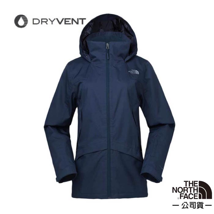 【美國 The North Face】女 防風防水透氣連帽外套夾克 風雨衣 DryVent 全壓膠 3KTO 深藍N