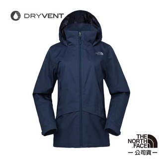 【北臉 The North Face】女 防風防水透氣連帽外套夾克 風雨衣 DryVent 全壓膠 3KTO 深藍