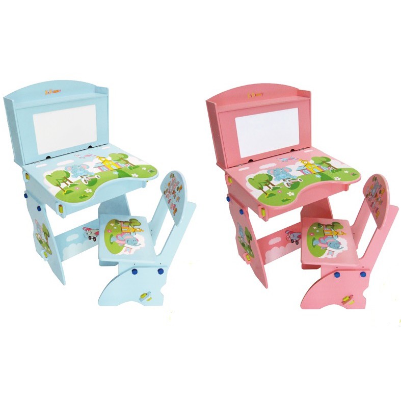 ◎童心玩具◎【kikimmy】歡樂象升降書桌椅組~木製兒童書桌椅組(粉/藍)