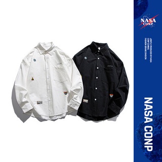 【Survive 3XL】NASA貼布襯衫 素面 口袋 工作風 外套 外搭 重磅 情侶裝 男女裝 大尺碼 寬鬆 休閒