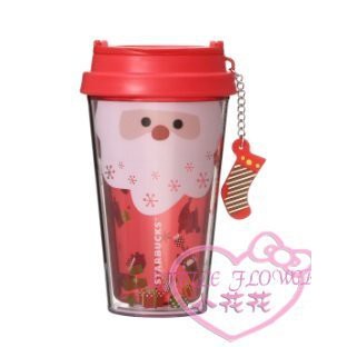 ♥小花花日本精品♥ 星巴克聖誕節限定聖誕老公公紅色塑膠保溫杯 01023701