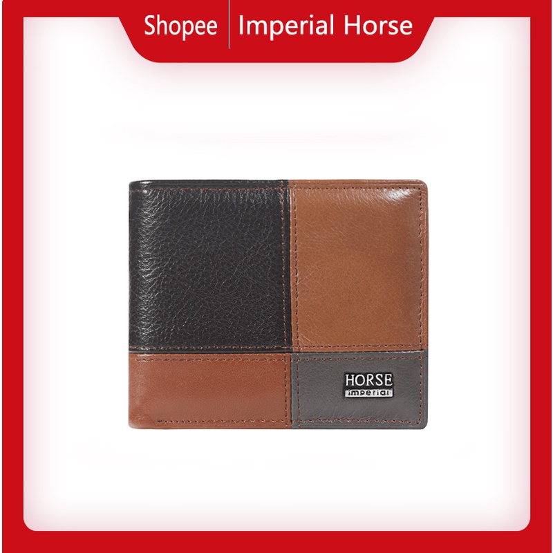 Imperial Horse 男士皮革短錢包奢華錢包帶盒 023N