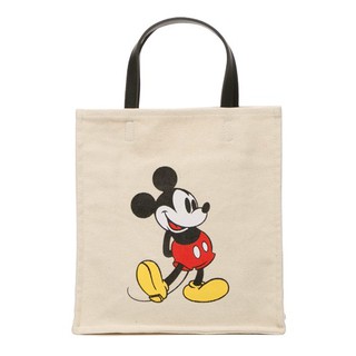 【全新現貨】Grace gift - 迪士尼 復古米奇圖案帆布方包 米奇帆布袋 米奇手提包 米老鼠帆布包 米奇包包